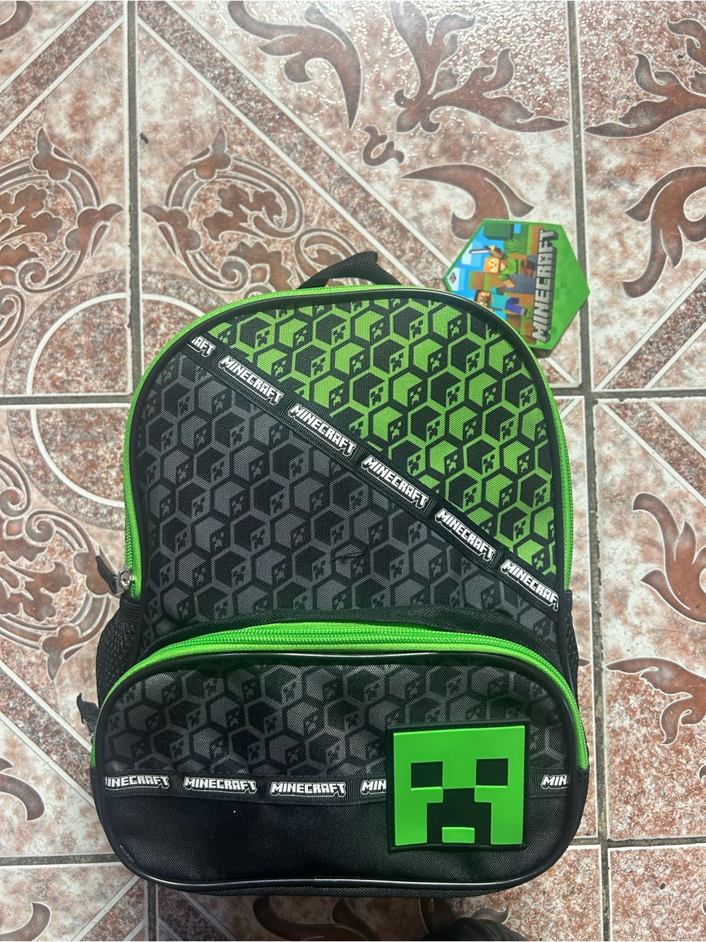 Minecraft Boys Green & Black Creeper Backpack